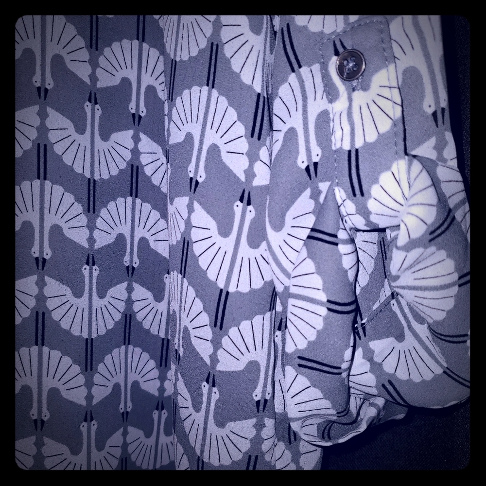Stitch Fix 3/4 Sleeve Abstract Bird Print Blouse